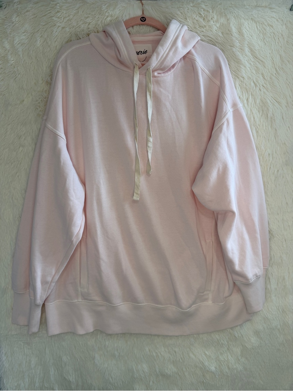 Aerie Womens Oversized Travel Hoodie L Light Pink Soft Girl Minimalist Lounge